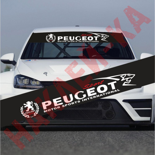 Сонцезахисна наклейка на лобове скло автомобіля - Peugeot sport, 135*20 см