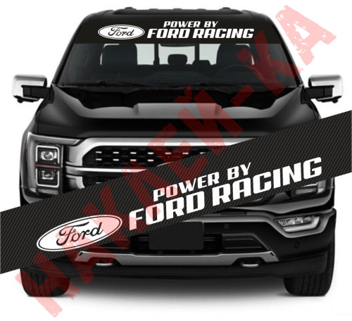 Сонцезахисна наклейка на лобове скло автомобіля - Ford Racing, 135*20 см