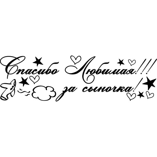 Вінілова наклейка на виписку з пологового будинку - Дякую Кохана! За Синочка!