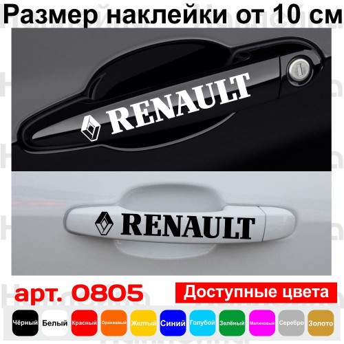 Набір вінілових наклейок на ручки авто - Renault (4 шт.)