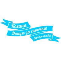 Виниловая наклейка на выписку из роддома - Кохана! Дякую за синочка! Люблю тебе!