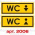Інформаційні наклейки на двері, для магазинів, офісів - Туалет, WC, Ч+Ж 2 шт. (25*9 см)