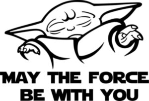 Вінілова наклейка на автомобіль - Baby Yoda May the Force Be with You