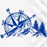 Виниловая наклейка на автомобиль - Компас, горы (Роза ветров) v8