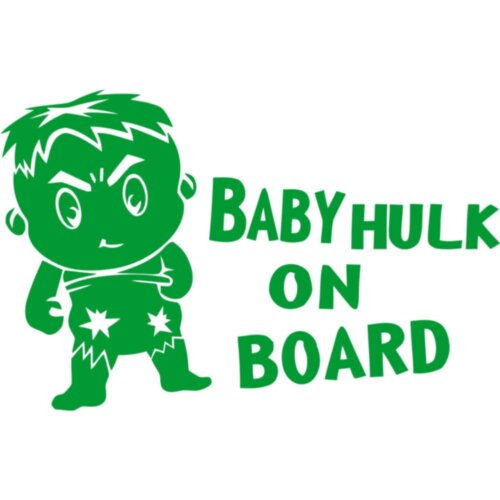 Вінілова наклейка на автомобіль - Baby Hulk on Board