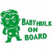 Вінілова наклейка на автомобіль - Baby Hulk on Board