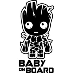 Вінілова наклейка на автомобіль - Baby on Board Groot | Грут у Машині