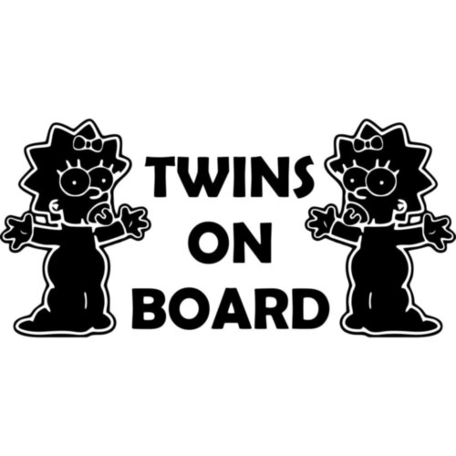 Виниловая наклейка на автомобиль - Twins on Board (Maggie, Simpson)  / Двойня в Машине