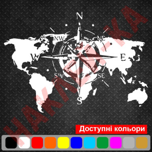 Вінілова наклейка на автомобіль - Компас, Карта, Роза вітрів