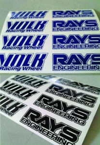 Набір вінілових наклейок на автомобільні диски - Volk racing wheel & rays engineering 4+4, 8 шт.