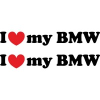Набір вінілових наклейок на автомобіль - I Love My BMW (2шт)