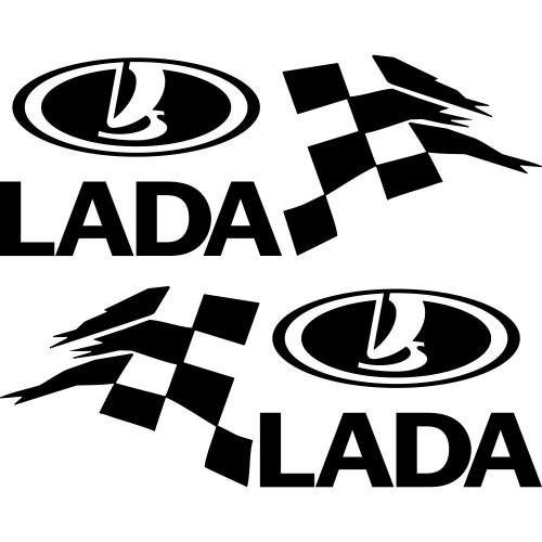 Набір вінілових наклейок на автомобіль - Lada Фінішний прапор (2шт)