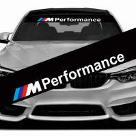 Сонцезахисна наклейка на лобове скло автомобіля - BMW M Performance, 135*20 см 