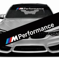 Сонцезахисна наклейка на лобове скло автомобіля - BMW M Performance, 135*20 см 