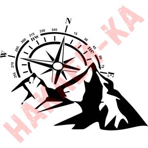 Вінілова наклейка на автомобіль - Компас, Гори (Роза вітрів) v4
