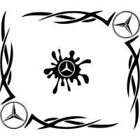 Набір наклейок на автомобіль - Куточки на бічні стекла Mercedes-Benz Tribal v3
