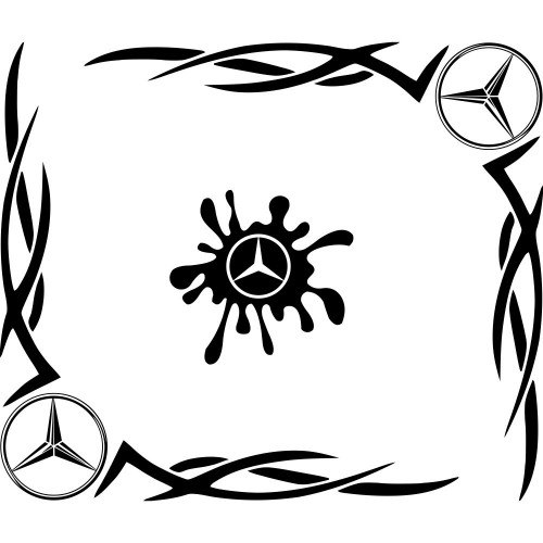 Набір наклейок на автомобіль - Куточки на бічні стекла Mercedes-Benz Tribal v3
