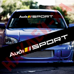Сонцезахисна наклейка на лобове скло автомобіля - Audi Sport, 135*20 см