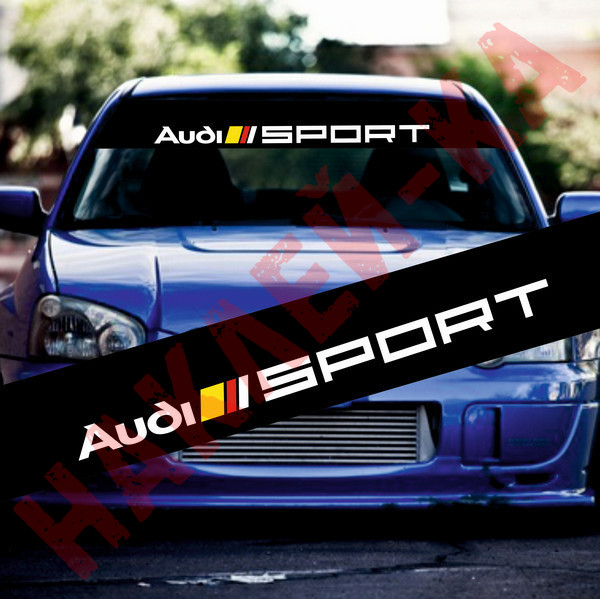 Сонцезахисна наклейка на лобове скло автомобіля - Audi Sport, 135*20 см