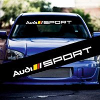 Солнцезащитная наклейка на лобовое стекло автомобиля - Audi Sport, 135*20 см