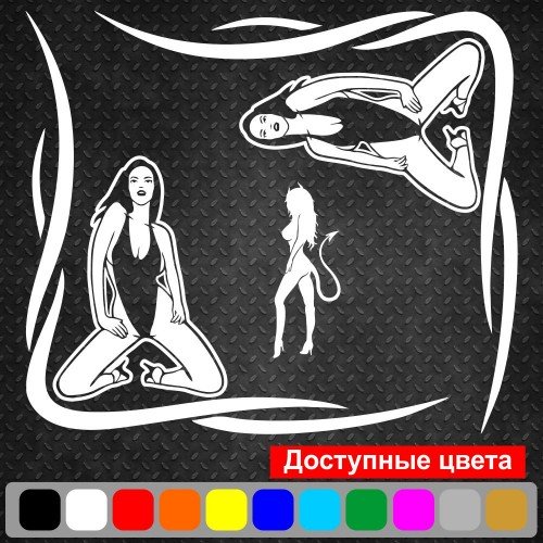 Набор наклеек на автомобиль - Уголки на боковые стекла Девушка Tribal v3