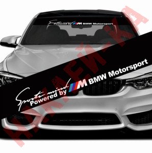 Солнцезащитная наклейка на лобовое стекло автомобиля - Sports mind BMW Motorsport, 135*20 см