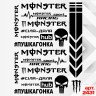 Набір наклейок для мотоцикла, мопеда, скутера у стилі Monster, 40*30 см