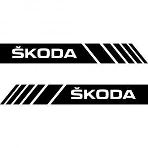 Набір наклейок на дзеркала авто - Смуги Skoda (2шт)