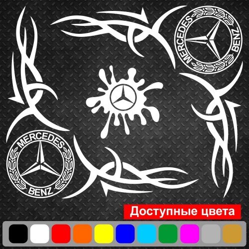 Набір наклейок на автомобіль - Куточки на бічні стекла Mercedes-Benz Tribal v5