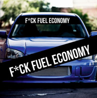 Солнцезащитная наклейка на лобовое стекло автомобиля - FUCK FUEL ECONOMY, 135*20 см