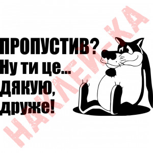 Вінілова наклейка на автомобіль - Пропустив? Ну ти це... Дякую, друже!