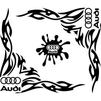 Набор наклеек на автомобиль - Уголки на боковые стекла Audi Tribal v2