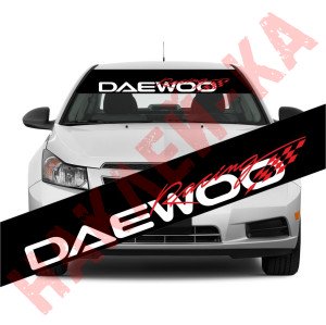 Сонцезахисна наклейка на лобове скло автомобіля - Daewoo Racing, 135*20 см