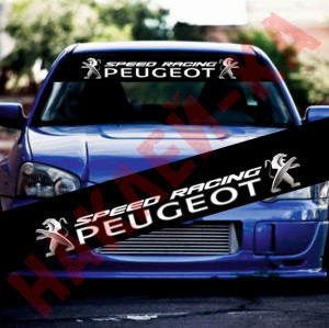 Сонцезахисна наклейка на лобове скло автомобіля - Peugeot Racing, 135*20 см Сонцезахисна наклейка на лобове скло автомобіля - Peugeot Racing, 135*20 см