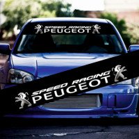 Солнцезащитная наклейка на лобовое стекло автомобиля - Peugeot Racing, 135*20 см