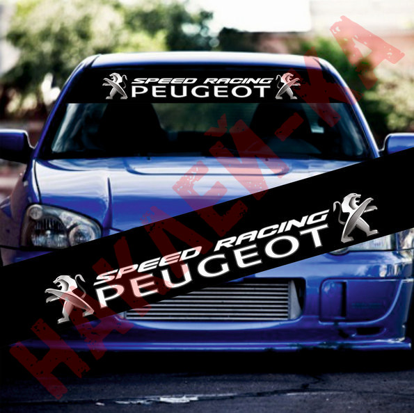 Сонцезахисна наклейка на лобове скло автомобіля - Peugeot Racing, 135*20 см Сонцезахисна наклейка на лобове скло автомобіля - Peugeot Racing, 135*20 см