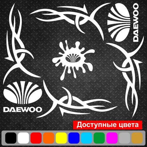 Набор наклеек на автомобиль - Уголки на боковые стекла Daewoo Tribal