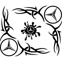 Набір наклейок на автомобіль - Куточки на бічні стекла Mercedes-Benz Tribal v4