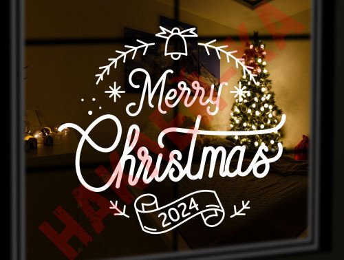Виниловая наклейка на Новый Год - Merry Christmas / Рождество v3