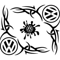 Набір наклейок на автомобіль - Куточки на бічні стекла Volkswagen Tribal v4