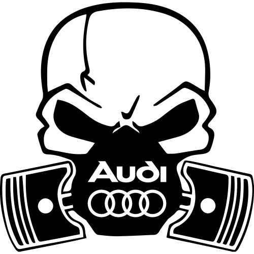 Вінілова наклейка на автомобіль - Череп з поршнями Audi