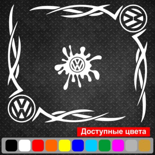 Набор наклеек на автомобиль - Уголки на боковые стекла Volkswagen Tribal