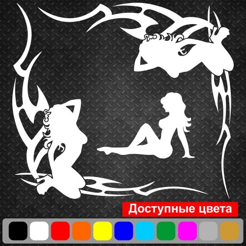 Набір наклейок на автомобіль - Куточки на бічні стекла Дівчина Tribal