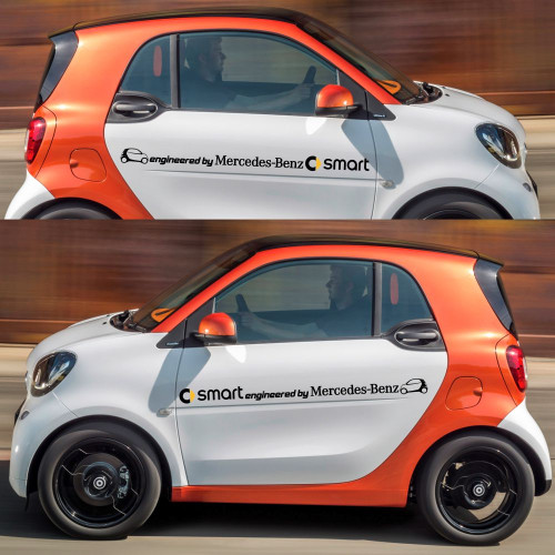 Вінілова наклейка на автомобіль - Smart engineered by Mercedes-Benz (2шт.)