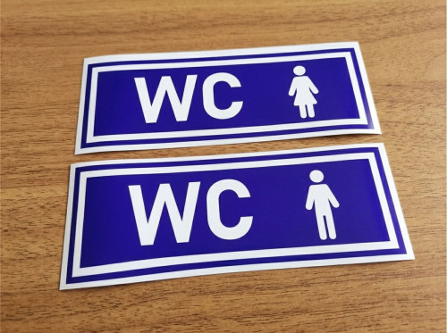 Інформаційні наклейки на двері - Туалет, WC, Ч+Ж, 2 шт. (25×9 см)
