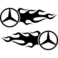 Набір вінілових наклейок на автомобіль - Mercedes-Benz Полум`я (2шт.)