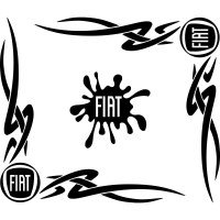 Набор наклеек на автомобиль - Уголки на боковые стекла Fiat