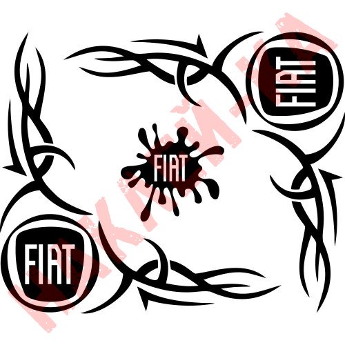 Набор наклеек на автомобиль - Уголки на боковые стекла Fiat v2