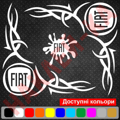 Набор наклеек на автомобиль - Уголки на боковые стекла Fiat v2