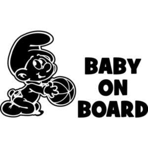 Виниловая наклейка на автомобиль - Baby on Board v25 (Смурфик)